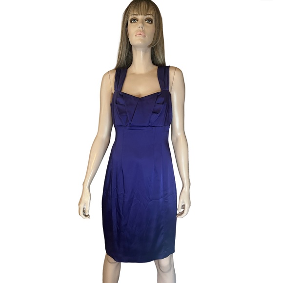 Calvin Klein Dress Sheath Purple Satin Cocktail Dressy Special Occasion *Flaw* - Picture 2 of 16